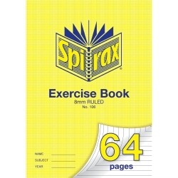 EXERCISE BOOK SPIRAX A4 106 8MM RULED 64PG
