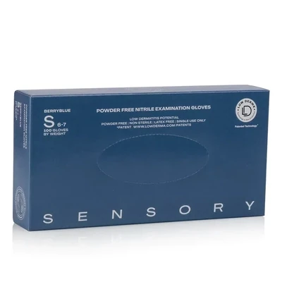 SENSORY POWDER FREE NITRILE EXAMINATION GLOVES, LOW DERMA, 100 pcs X 10 Box Carton
