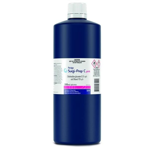 Surgi Prep C *Pink Tint* 500ml Chlorhexidine Gluconate .5% Alcohol 70% AUST R 319262