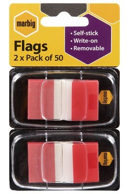 SP- FLAGS MARBIG 25 X 44MM POP-UP 2 X 50 TRANSPARENT RED