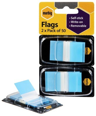 SP- FLAGS MARBIG 25 X 44MM POP-UP 2 X 50 TRANSPARENT BLUE