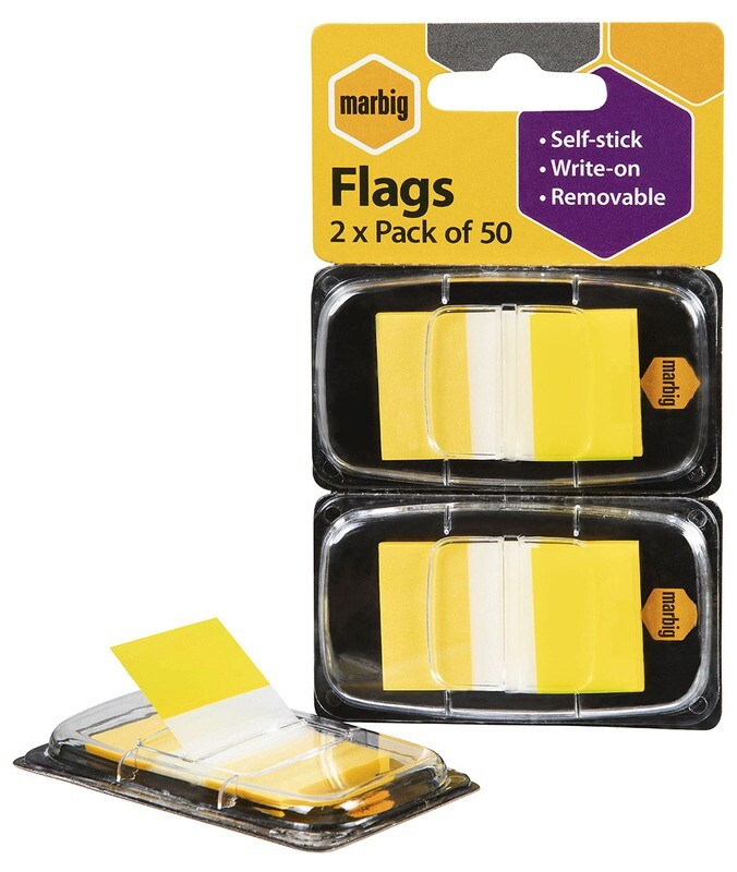 SP- FLAGS MARBIG 25 X 44MM POP-UP 2 X 50 TRANSPARENT YELLOW