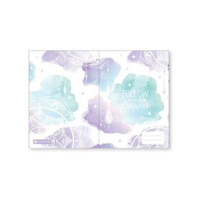 BOOK COVERS SCHOOL BUZZ A4 BOHO WATERCOLOUR PURPLE DREAMS