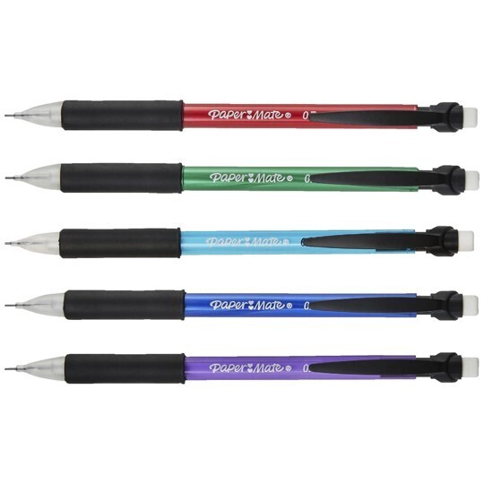 PENCIL MECHANICAL PAPERMATE 0.7MM GRIP ASST PK5