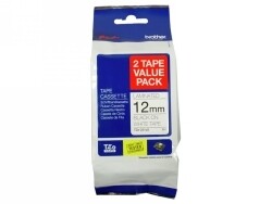 BROTHER TAPE 12MM BLACK/WHITE TWIN PACK TZ TAPE