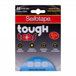 SP- TABS SELLOTAPE TOUGH TAB 12X12MM DOUBLE SIDED CLEAR PK48