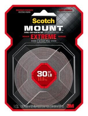 MOUNTING TAPE 2.5CM x 1.52M SCOTCH-MOUNT EXTREME DOUBLE-SIDED