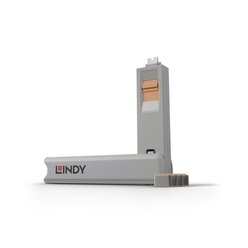 Lindy USB-C Port Blockers & Key - 4 Pack (Orange)