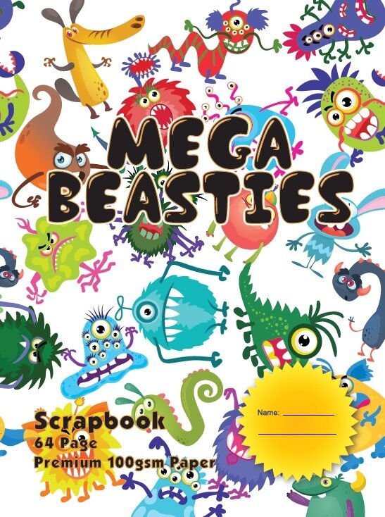 SCRAPBOOK GNS MEGA BEASTIES 335X240MM PREMIUM 100GSM 64PG