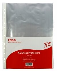 SHEET PROTECTORS STAT A4 35 MICRON CLEAR PK20