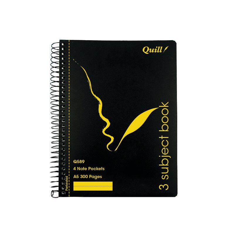 SUBJECT BOOK QUILL A5 RULED S/O BLACK 300PG
