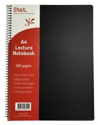 NOTEBOOK STAT A4 LECTURE 60GSM 7MM RULING PP COVER BLACK 140PG