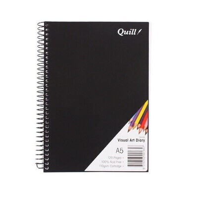 VISUAL ART DIARY QUILL A5 SPIRAL BLACK COVER 60LF