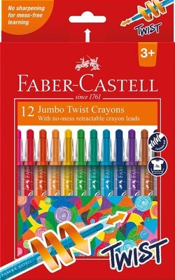 CRAYONS FABER-CASTELL JUMBO TWIST ASST BX12