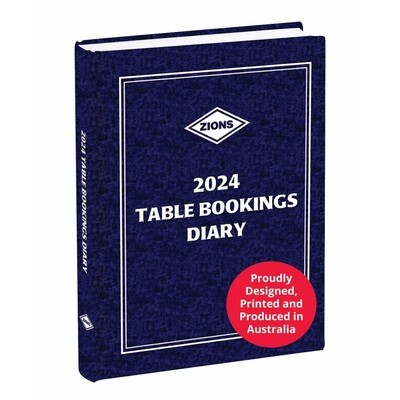 TABLE BOOKINGS DIARY ZIONS A4 2PTD TABLE BOOKING AUST MADE BLUE