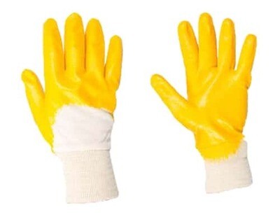 Yellow Nitrile Dip Gloves