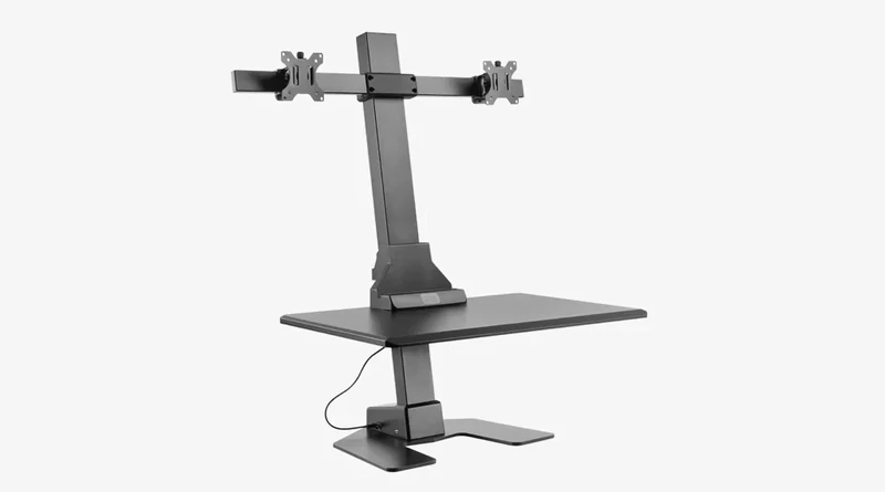 Dual Monitor Electric Vertical Bar Desktop Sit-Stand Workstation