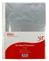 SHEET PROTECTORS STAT A4 35 MICRON CLEAR PK20