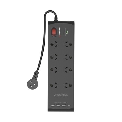 Monster 8 Socket Surge Protector with USB-C & USB-A Ports