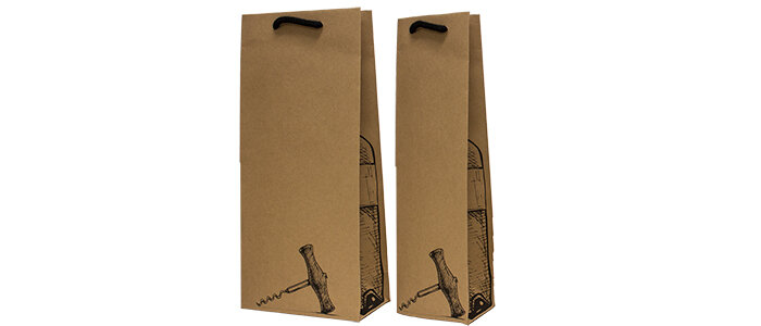 Corkscrew Brown Kraft Single Bottle Wine Bag