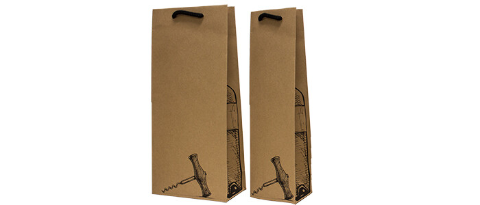 Corkscrew Brown Kraft Double Bottle Wine Bag