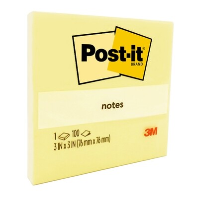 NOTES POST-IT 654 76X76MM YELLOW PK12