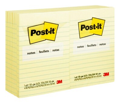 NOTES POST-IT 660 98.4X149MM LINED YELLOW