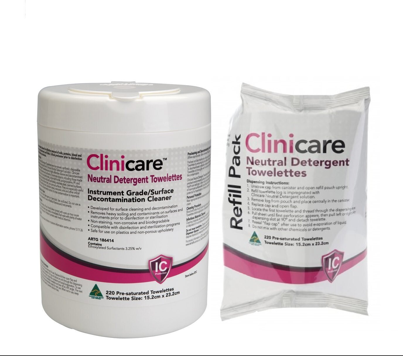 Clinicare Neutral Detergent Flat Pack (200 wipes)