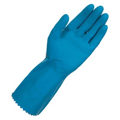 ULTRA TOUCH RUBBER GLOVES SILVERLINED HONEYCOMB GRIP BLUE 300MM
