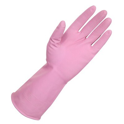 ULTRA TOUCH RUBBER GLOVES SILVERLINED HONEYCOMB GRIP PINK 300MM