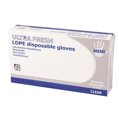 ULTRA FRESH LDPE GLOVES - MENS CLEAR 500 PACK