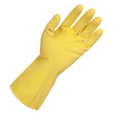ULTRA TOUCH RUBBER GLOVES FLOCKLINED HONEYCOMB GRIP YELLOW 300MM