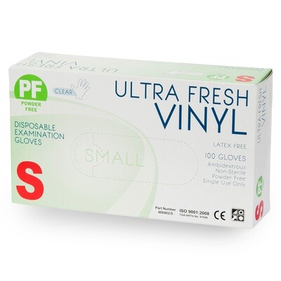 ULTRA FRESH VINYL GLOVES CLEAR PF Premium Weight 100 BOX