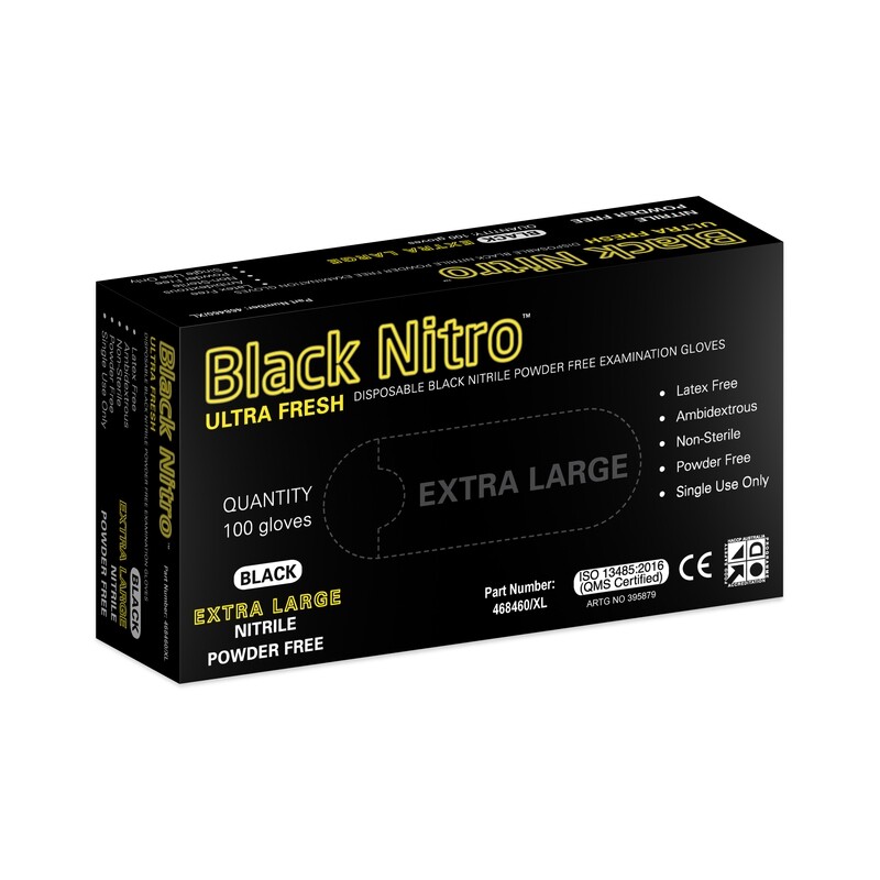 BLACK NITRO GLOVES POWDER FREE WEIGHT 100 GLOVES PER BOX X 10 CARTON