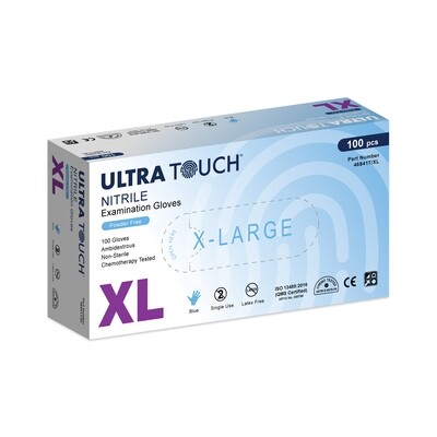 ULTRA TOUCH BLUE NITRILE GLOVES BLUE PF 100 BOX