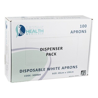 ULTRA HEALTH APRON PE WHITE DISPENSER BOX INDIVIDUALLY FOLDED 100 Box