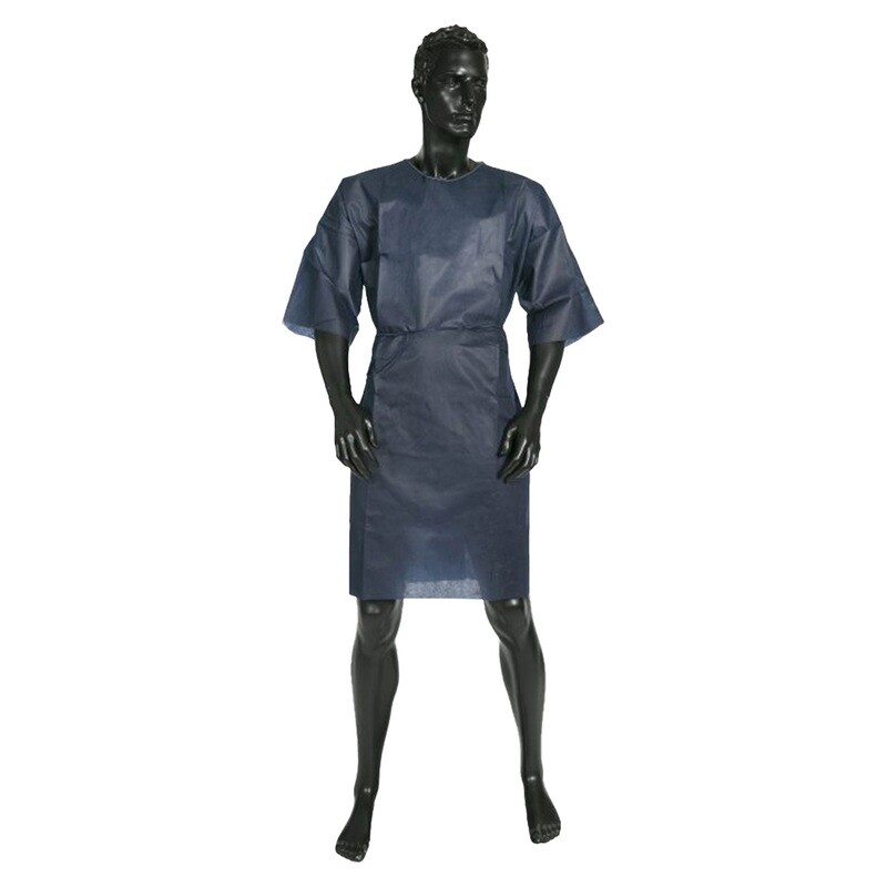 ULTRA HEALTH MODESTY PATIENT GOWN PP SHORT SLEEVE TIES NAVY