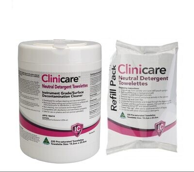 Clinicare Neutral Detergent Canisters (180 wipes)