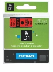 LABEL TAPE DYMO D1 12MMX7M BLACK ON RED