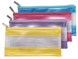 PENCIL CASE STAT FASHION PVC MESH ZIP 228X114 ASST