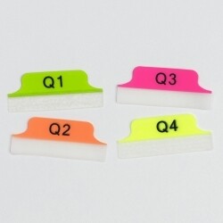 TABS 63.5X25.4MM MARGIN QUARTERS Q1-Q4 NEON GREEN/ORANGE/PINK/YELLOW PK24