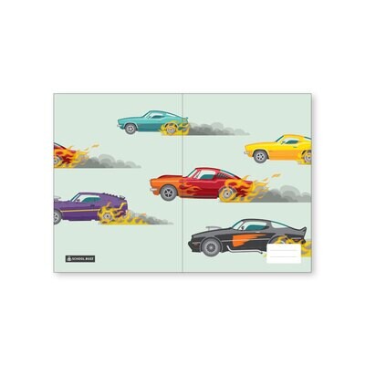 BOOK COVERS SCHOOL BUZZ SCRAPBOOK 340X250MM MUSCLE CARS