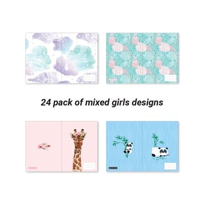 BOOK COVERS SCHOOL BUZZ A4 MIXED DESIGNS GIRLS PK24