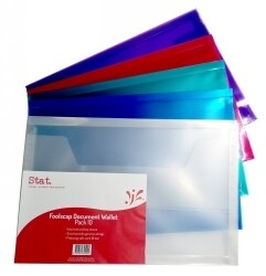 DOCUMENT WALLET STAT F/C PP W/GUSSET ASST PK10
