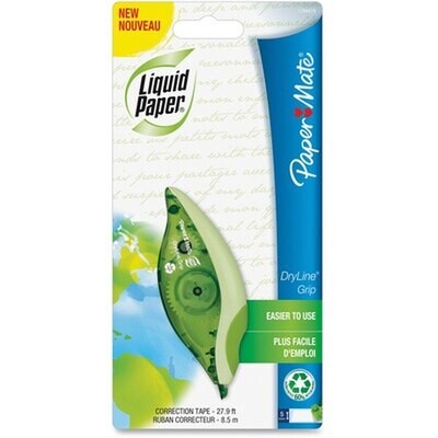 CORRECTION TAPE LIQUID PAPER RECYCLED DRYLINE GRIP WHITE