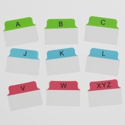 TABS 50.8X38MM MULTI-USE ALPHABET A-Z PRIMARY GREEN/BLUE/RED PK48