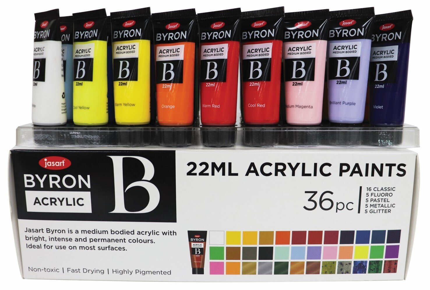 PAINT JASART BYRON ACRYLIC 22ML 36 TUBE SET