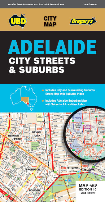 MAP UBD/GRE ADELAIDE CITY STREETS & SUBURBS 562 10TH ED