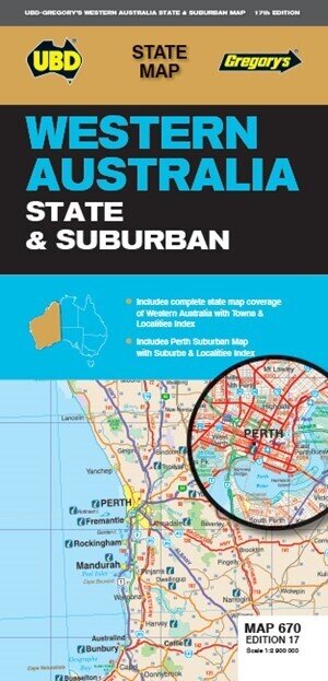 MAP UBD/GRE 690 X 1000 WESTERN AUTRALIA STATE & SUBURBAN 670 17TH ED