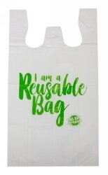BAGS SINGLET CAPRI 520X280X150MM LGE REUSABLE 36 MICRON WHITE PK100